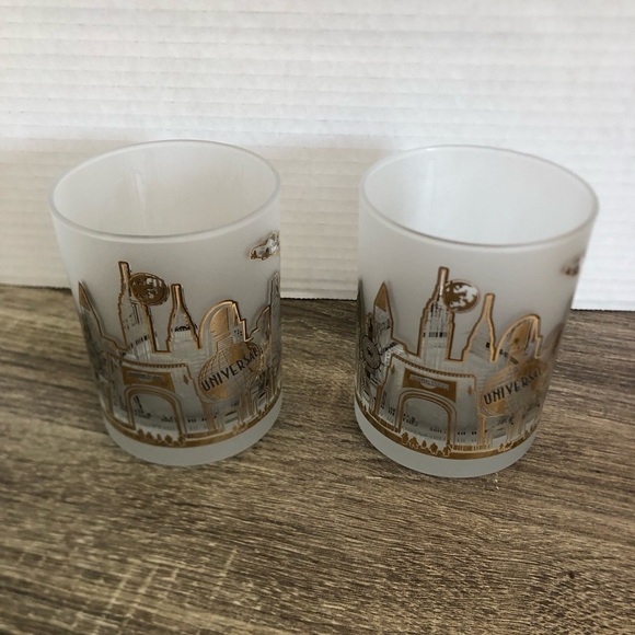 Vtg 90s Universal Studios Park Frosted Rocks Glasses - Picture 3 of 12
